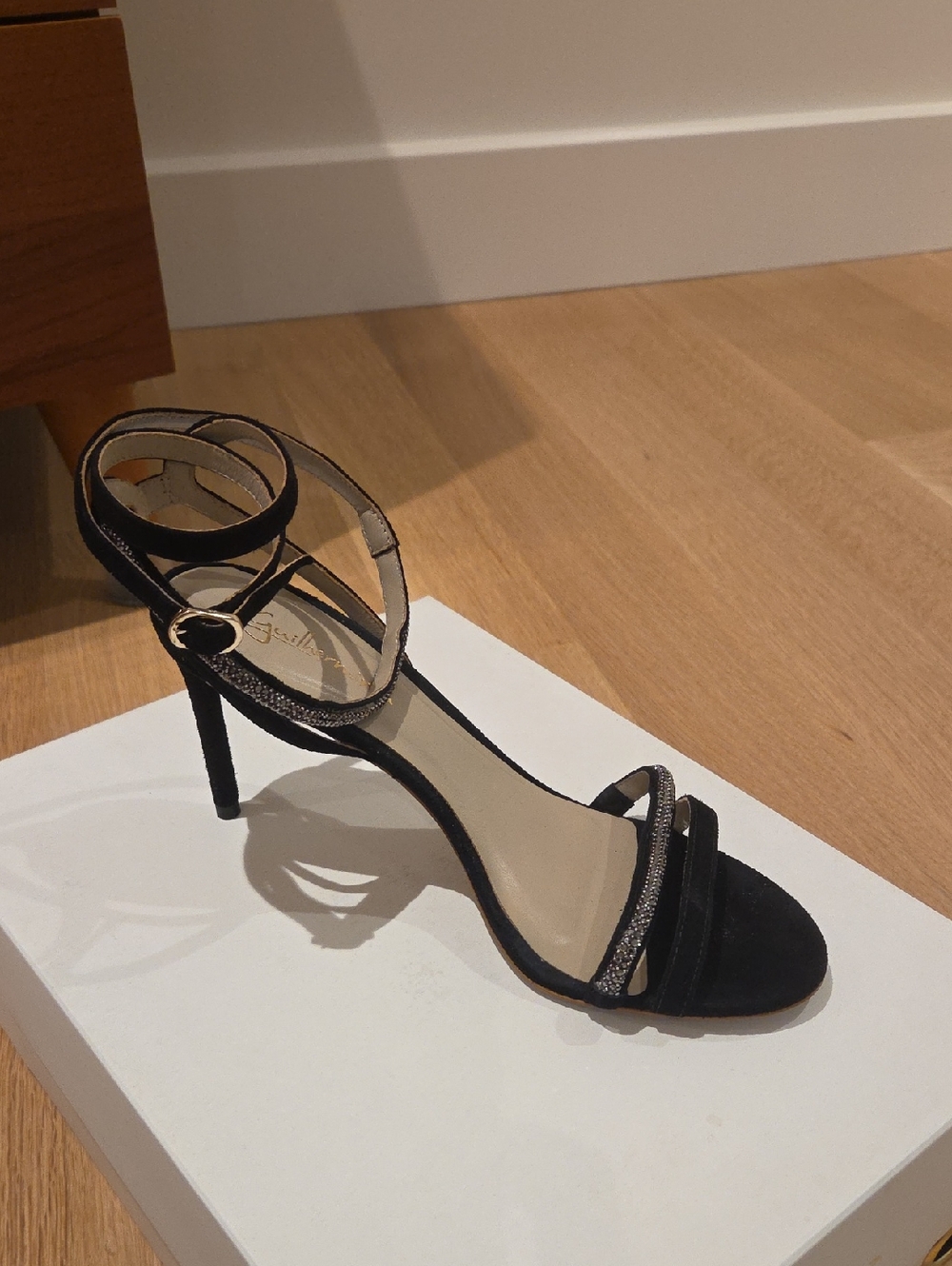 Guilhermina Black Strappy High Heel Sandals with Ankle Buckle
